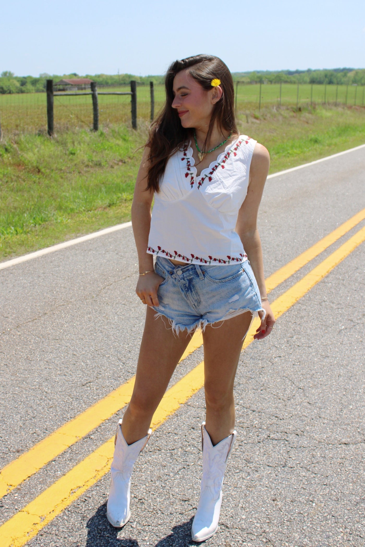 Roseate Cotton Embroidered Top