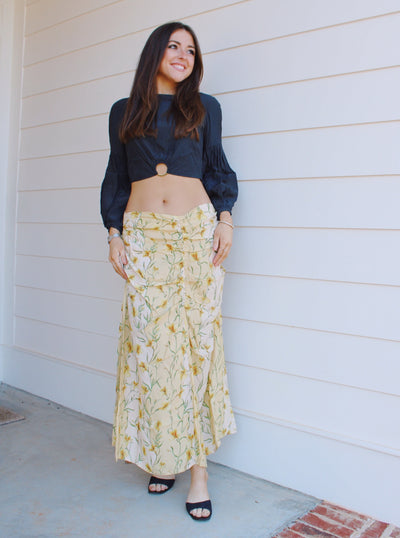 Yellow Gardenia Midi Skirt