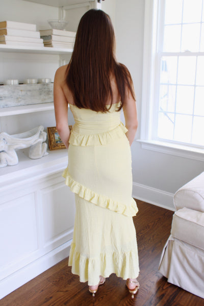 Lemon Crinkle Maxi Dress