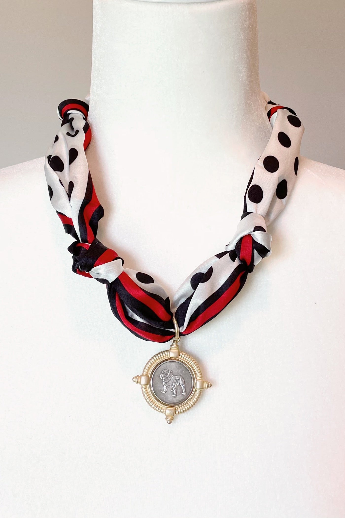 Bulldawg Polka Dot Scarf Necklace
