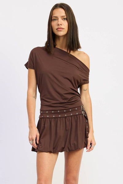 Espresso Grommet Bubble Mini Dress