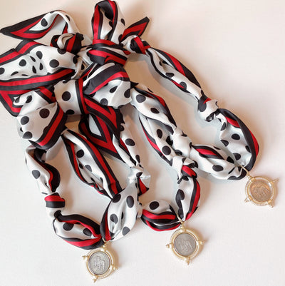 Bulldawg Polka Dot Scarf Necklace