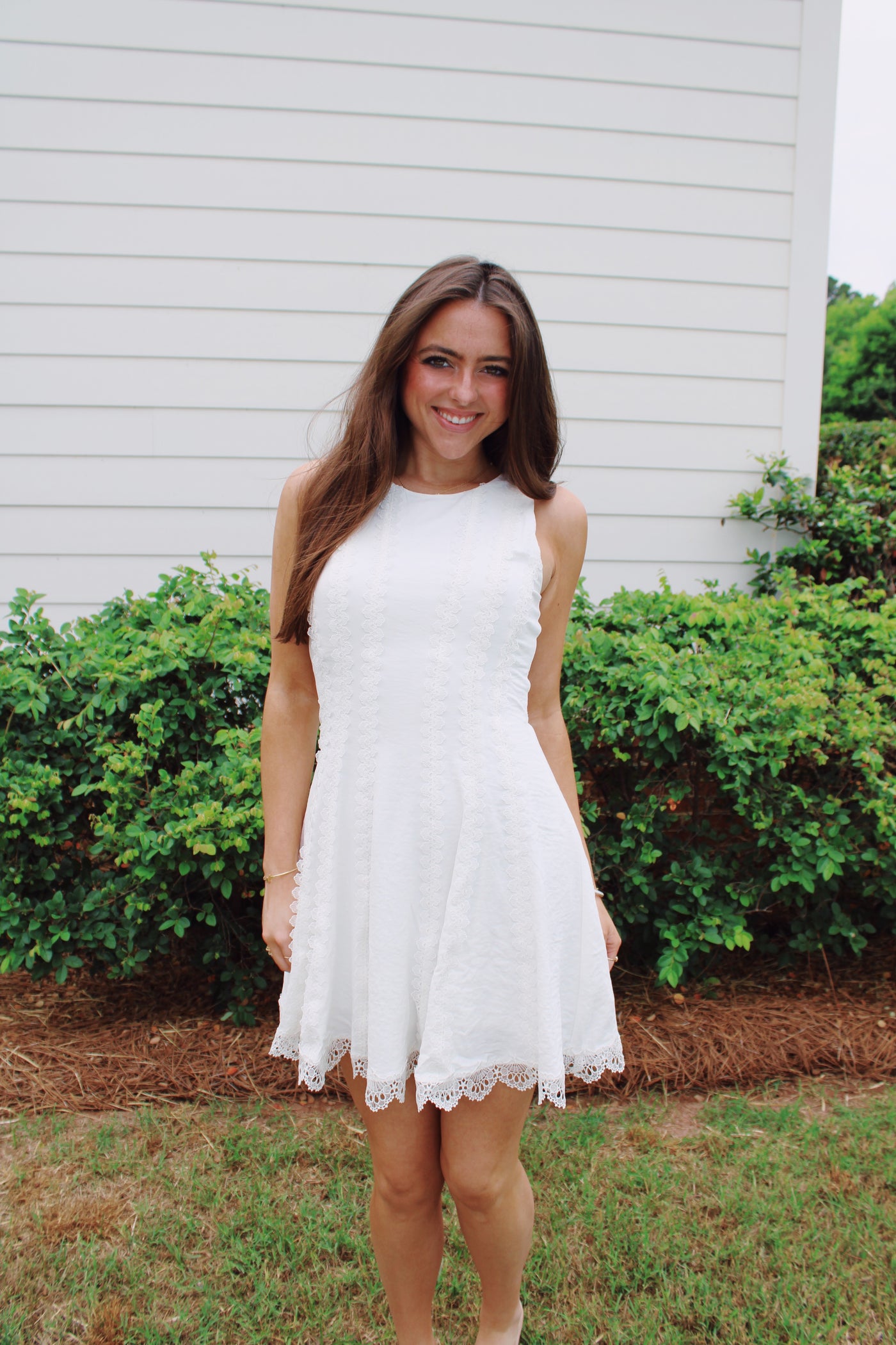 Heather Lace Trimmed Mini Dress
