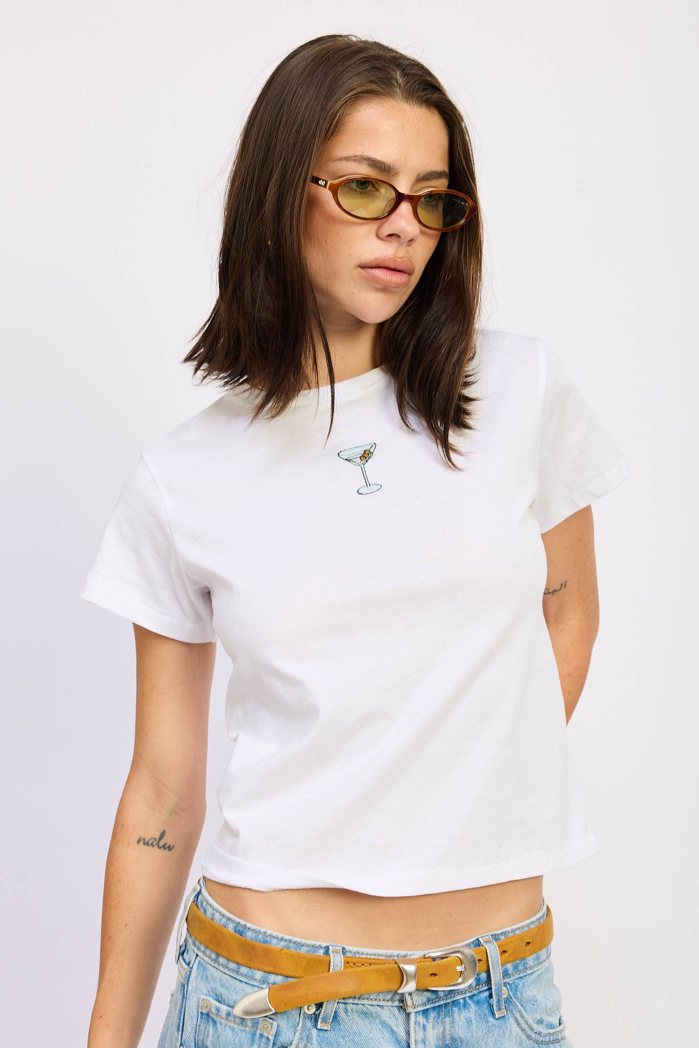Martini Embroidered Baby Tee