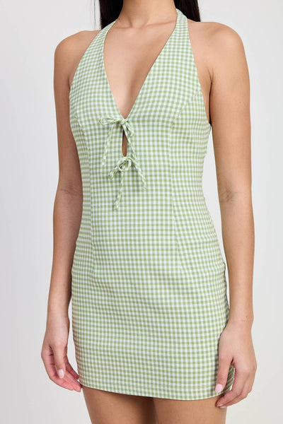 Leila Gingham Halter Mini Dress
