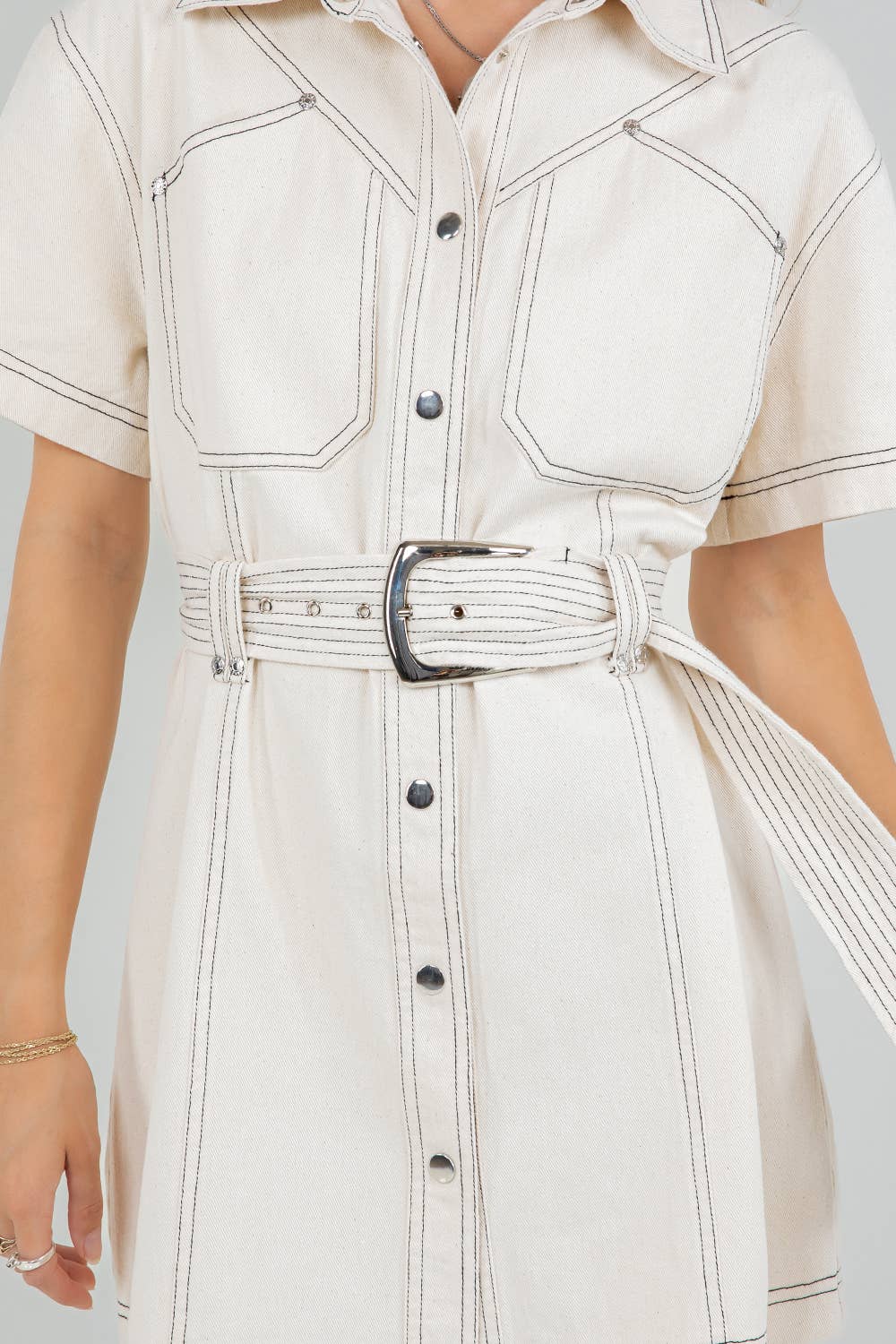 Elle Belted Shirt Mini Dress
