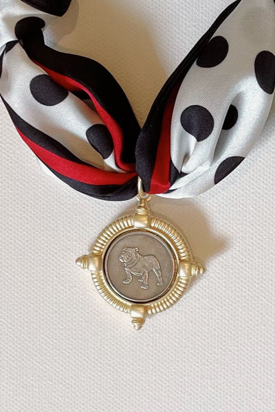 Bulldawg Polka Dot Scarf Necklace