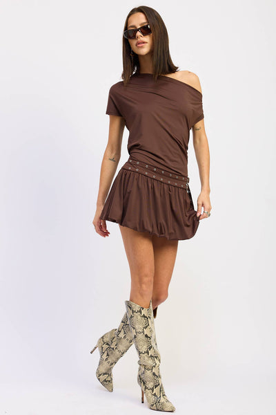 Espresso Grommet Bubble Mini Dress