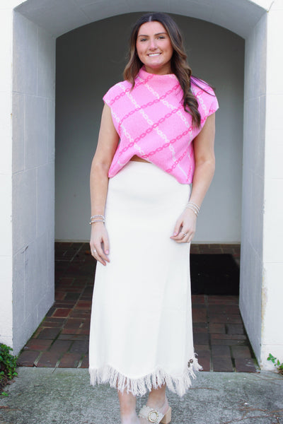 Fringe Knit Midi Skirt