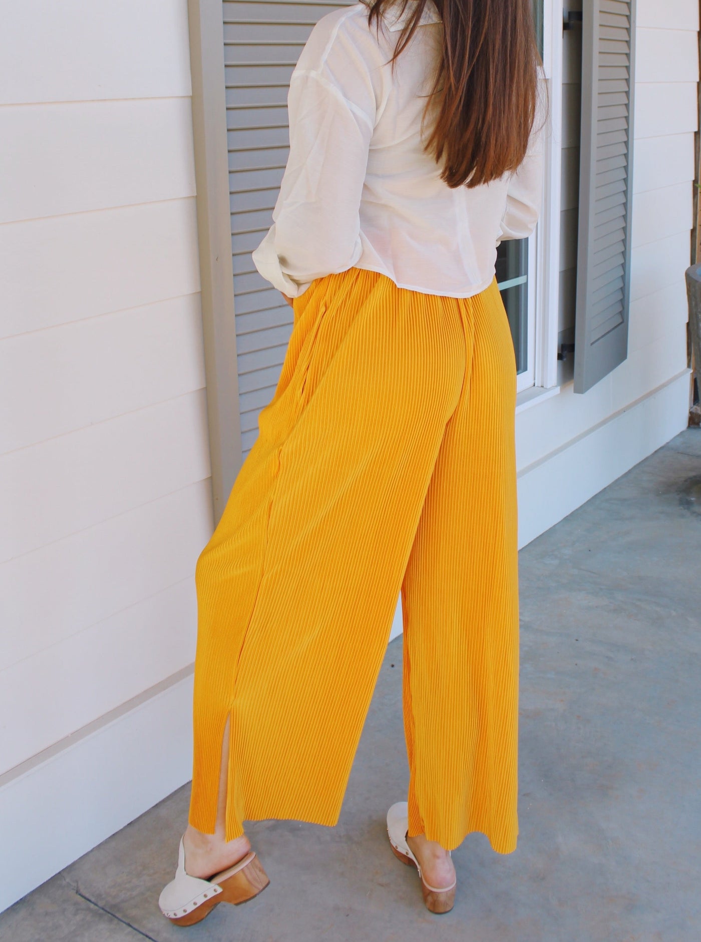 Orange Pleated Pants