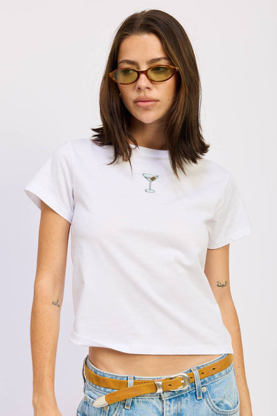 Martini Embroidered Baby Tee