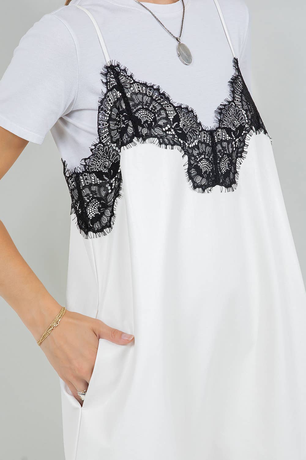 Danielle Leather Lace Mini Dress