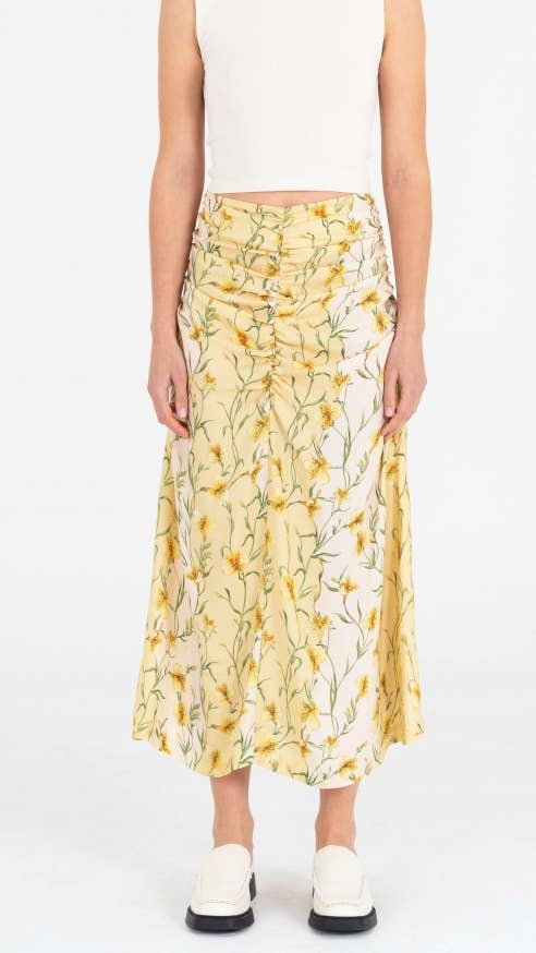 Yellow Gardenia Midi Skirt