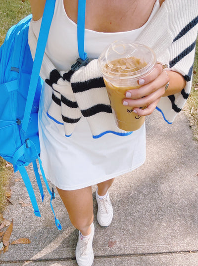 Evermore Blue Detailed Striped Sweater