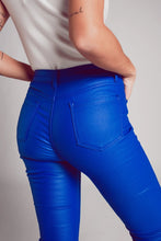 Load image into Gallery viewer, Electric Blue Faux Leather Flare Pants
