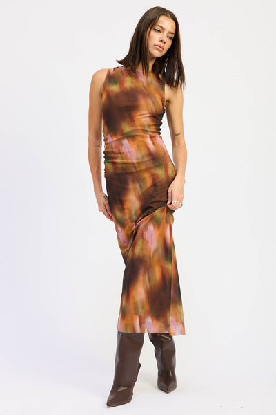 Rust Printed Maxi Dress