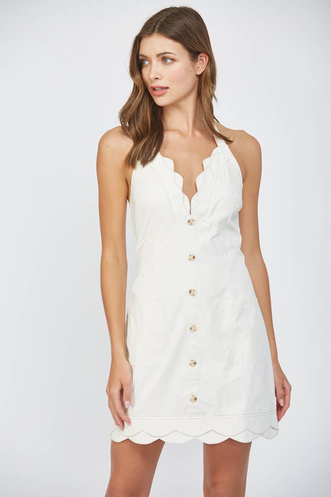 Aimee Halter Scalloped Mini Dress