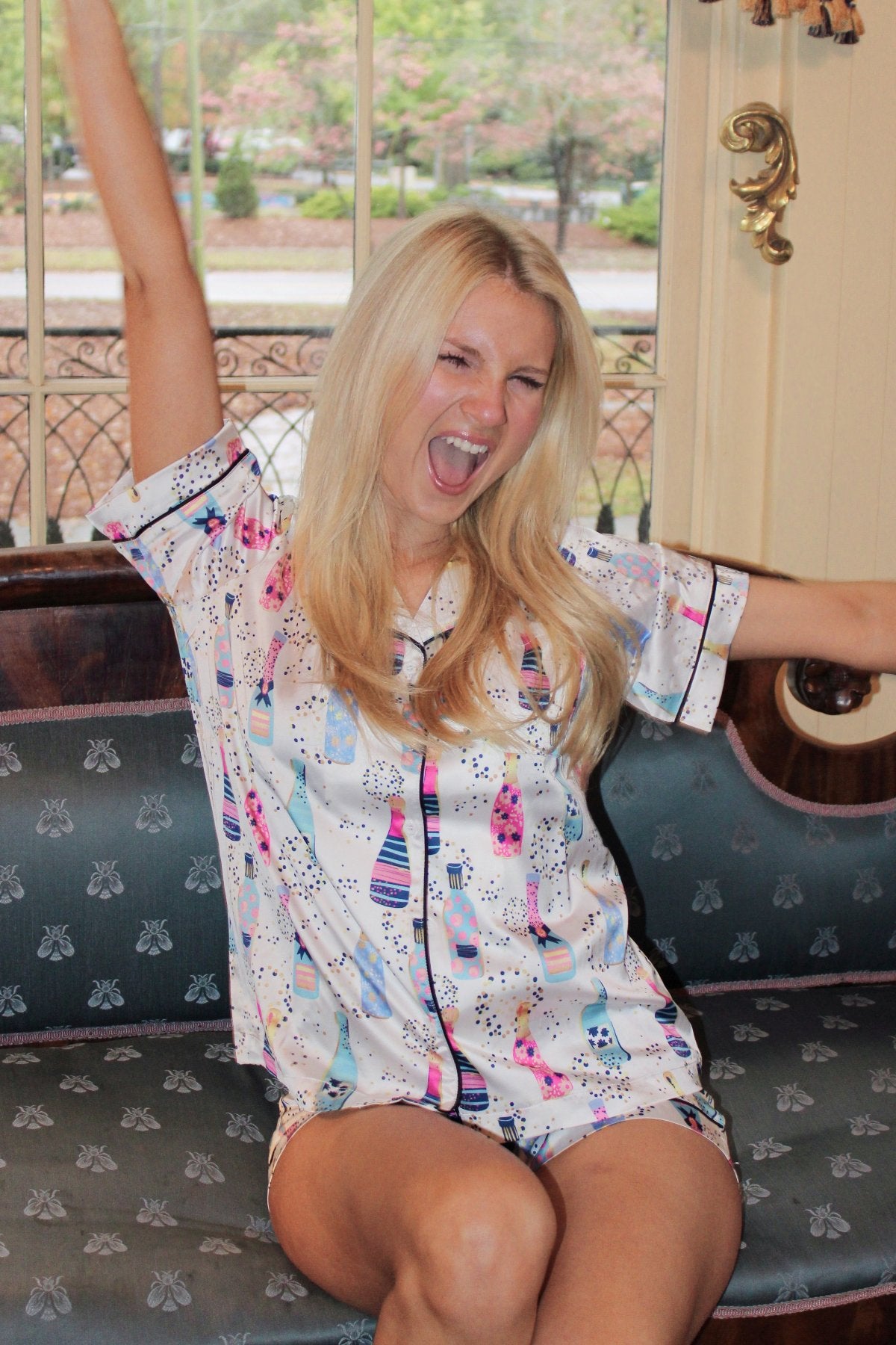 Champagne Night Satin Pajamas Shorts Set