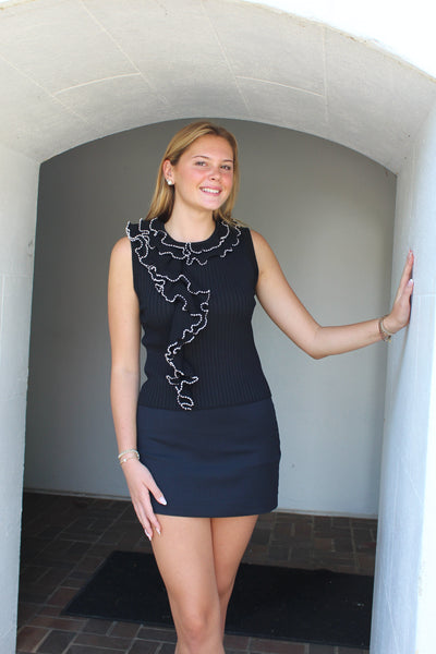 Giselle Beaded Ruffle Top