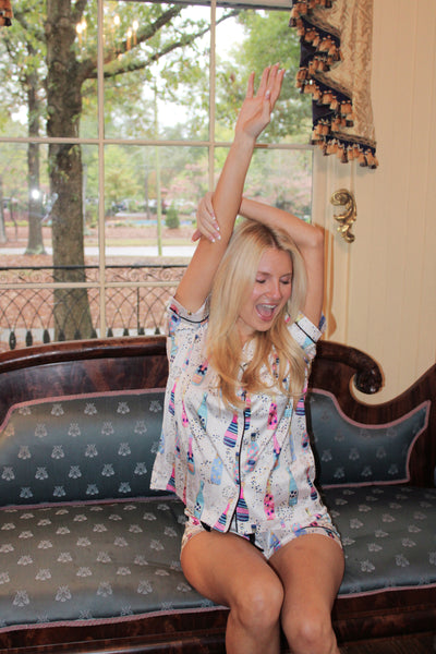 Champagne Night Satin Pajamas Shorts Set