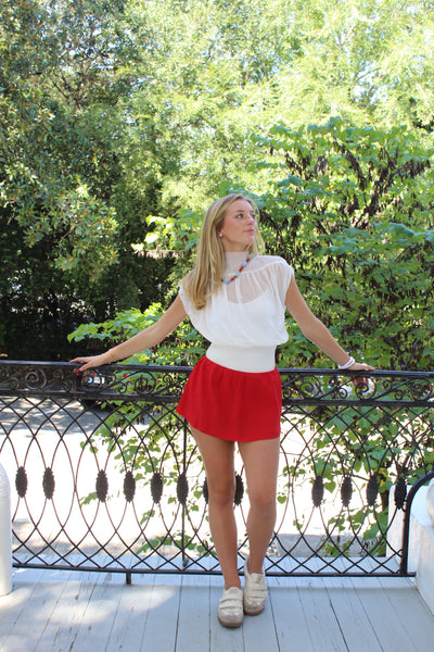 Carly Red Mini Skort