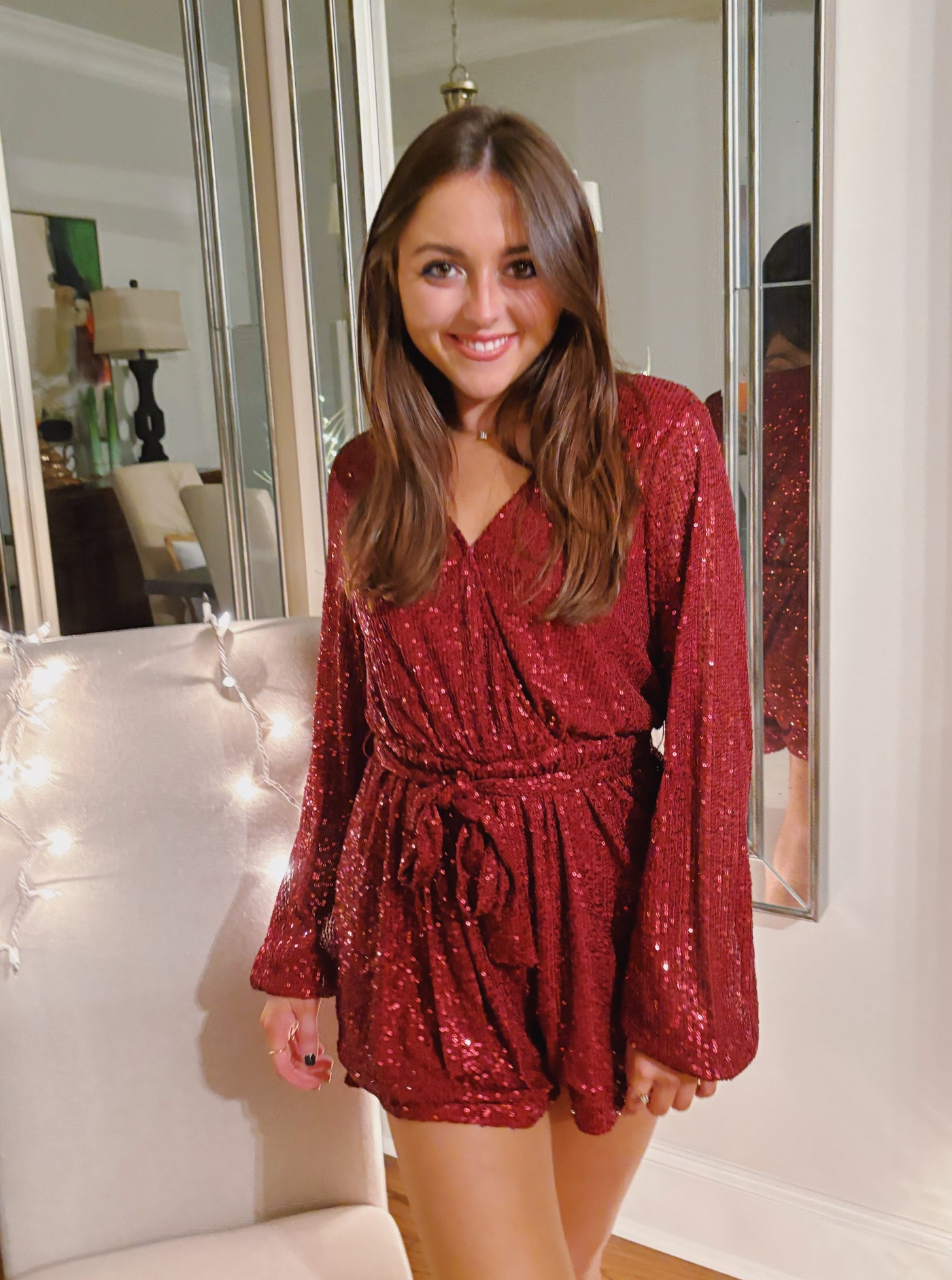 Jingle Bell Red Sequin Romper