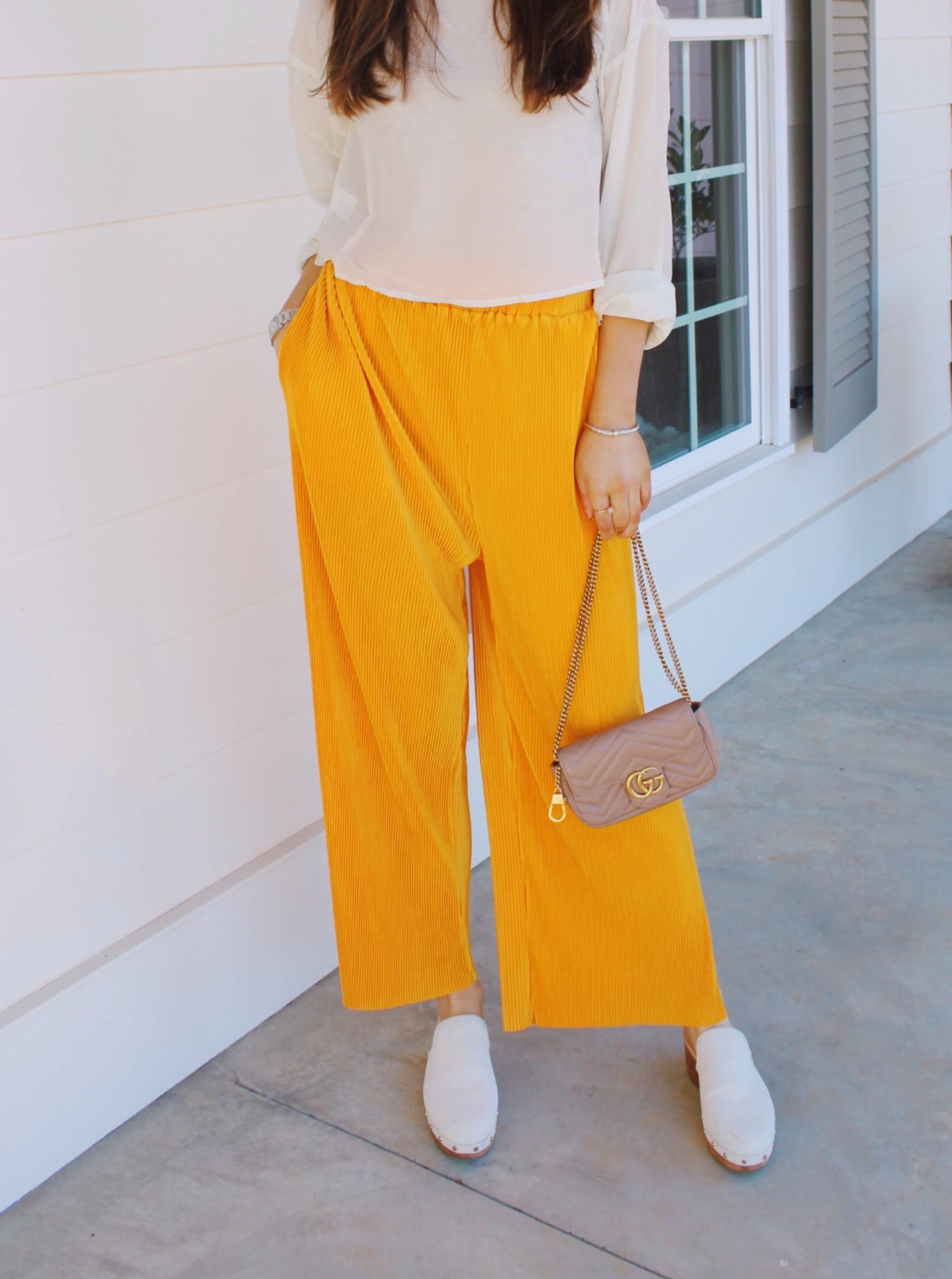 Orange Pleated Pants