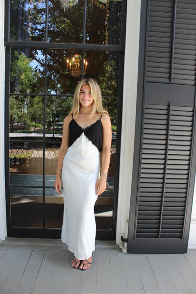 Maude Contrast Maxi Slip Dress
