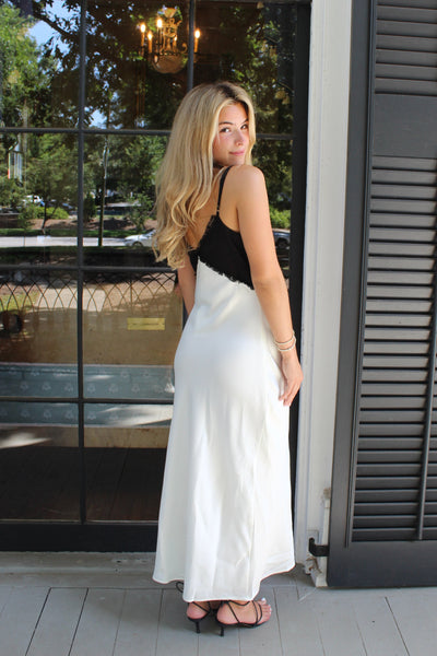 Maude Contrast Maxi Slip Dress