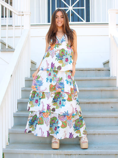 Hibisucus Palms Maxi Dress