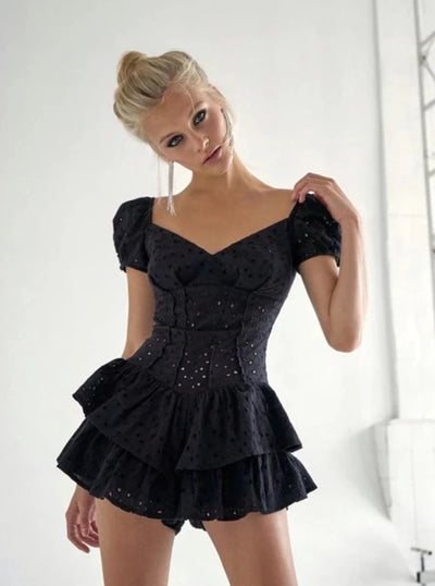 Darling Eyelet Romper (Black)