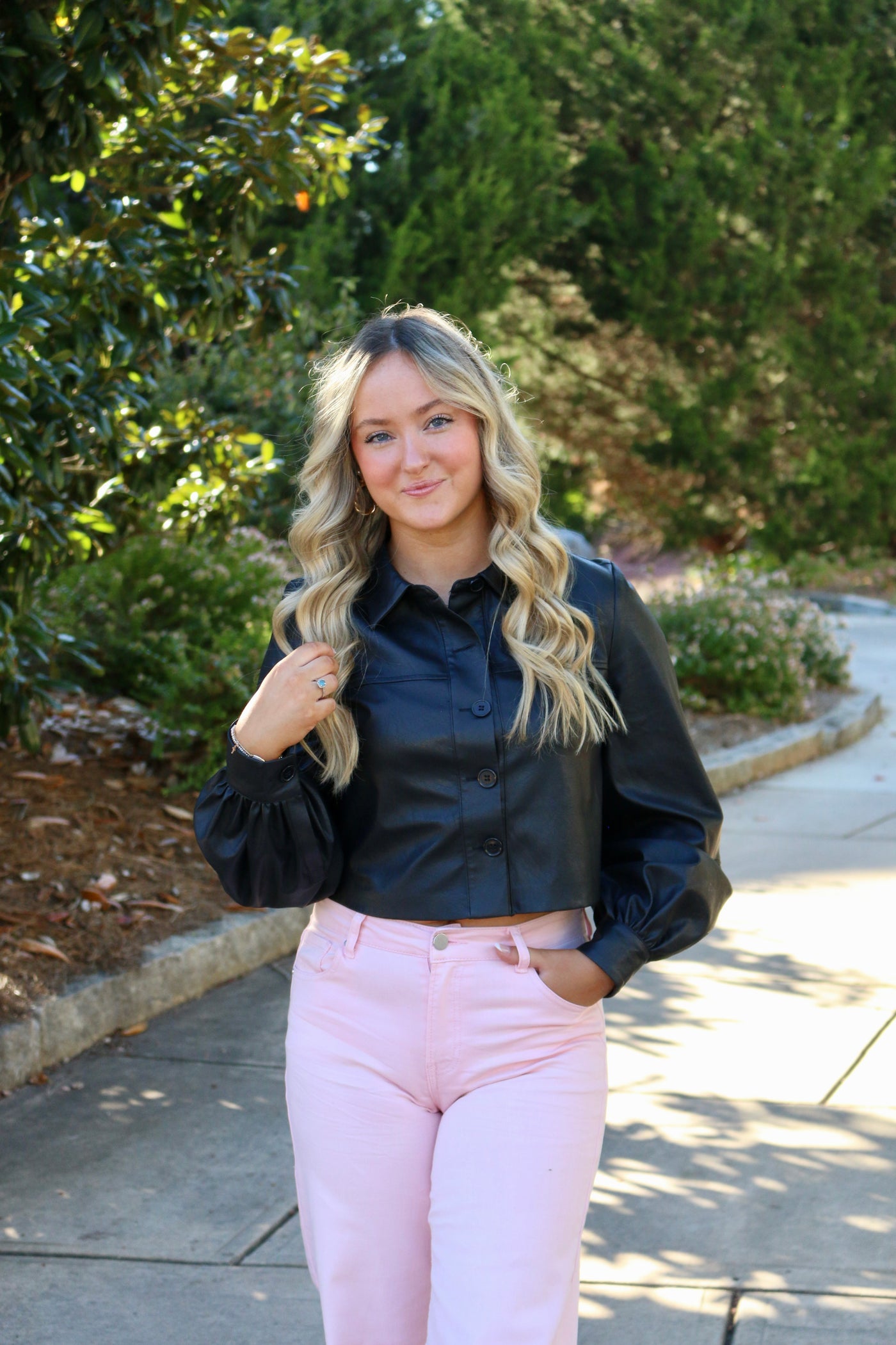 Black Leather Crop Top