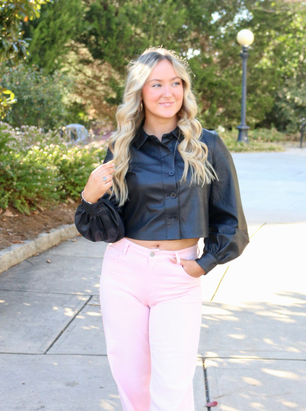 Black Leather Crop Top