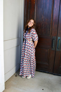 Navy Print Maxi Dress