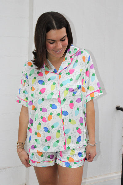 Light Me Up Satin Pajamas Shorts Set