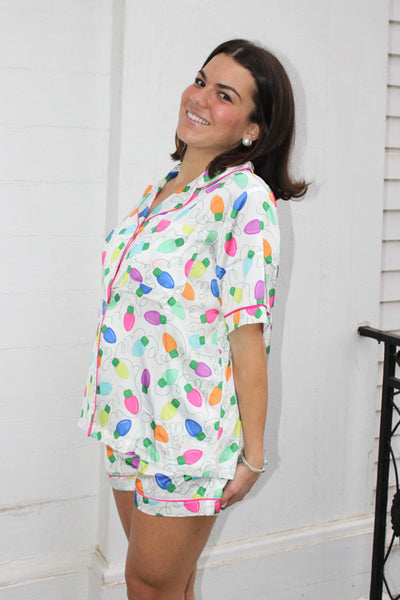 Light Me Up Satin Pajamas Shorts Set