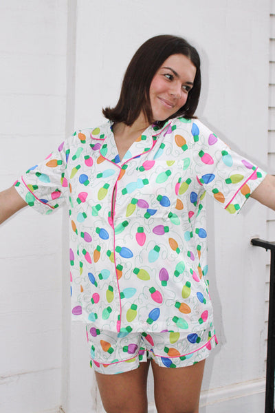 Light Me Up Satin Pajamas Shorts Set