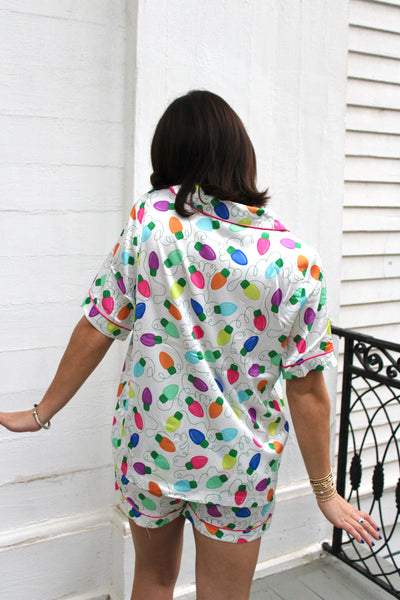 Light Me Up Satin Pajamas Shorts Set
