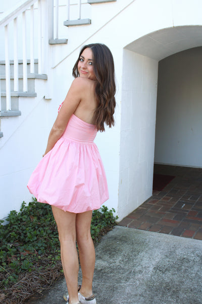Lucy Tie-Up Bubble Mini Dress