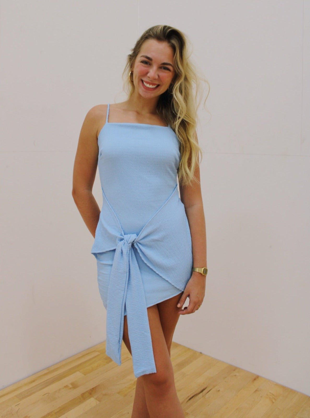 Baby Blue Wrap Mini Dress