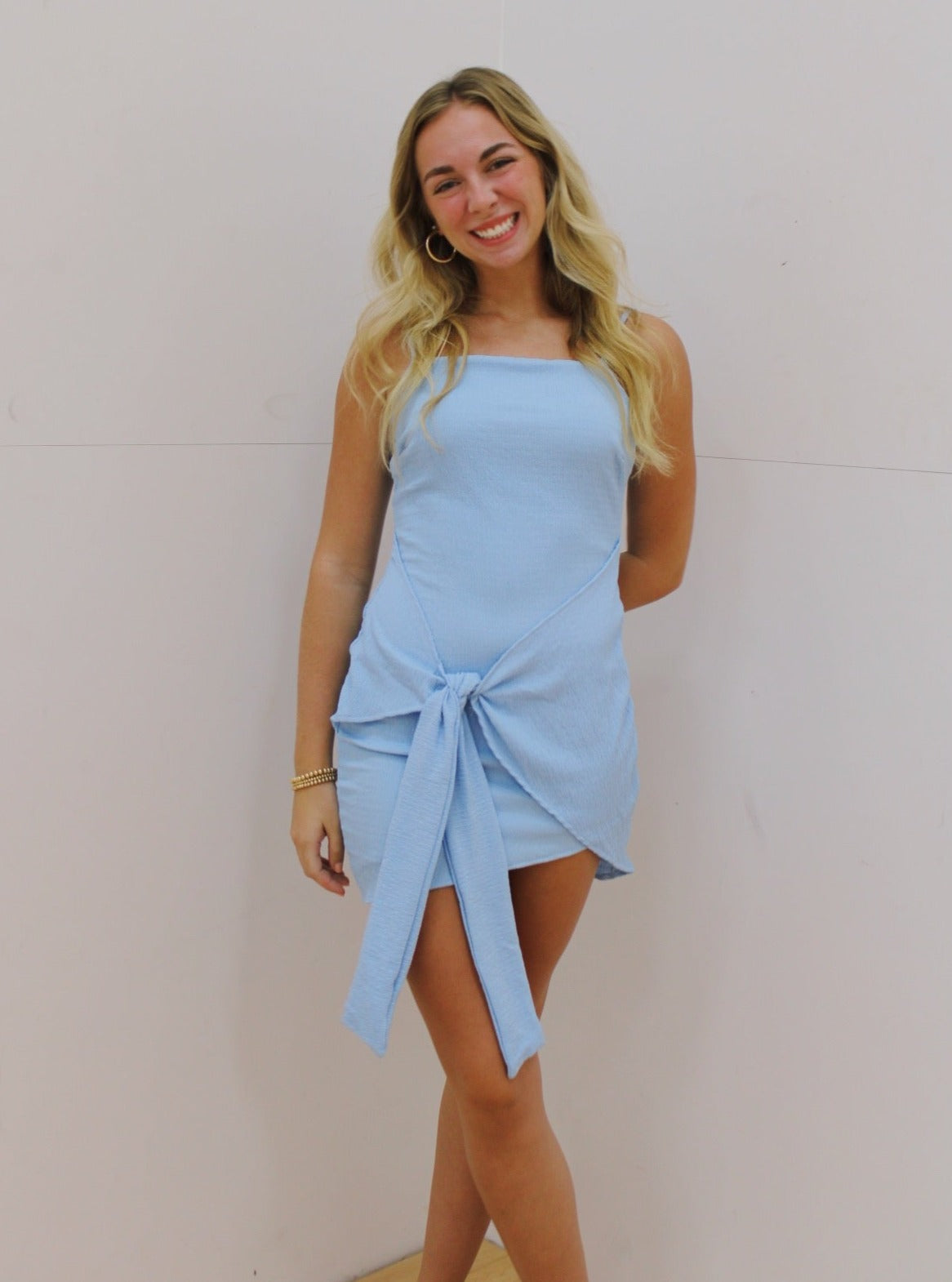 Baby Blue Wrap Mini Dress