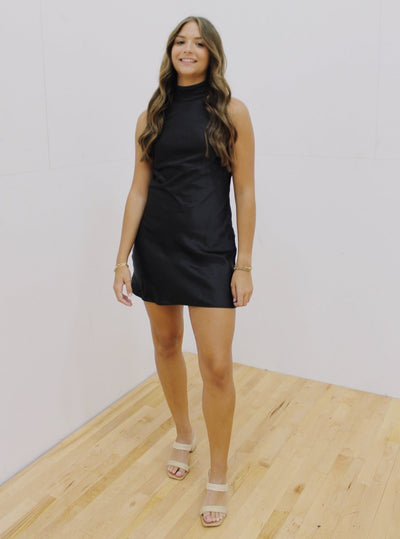 Backless Satin Effect Mini Dress
