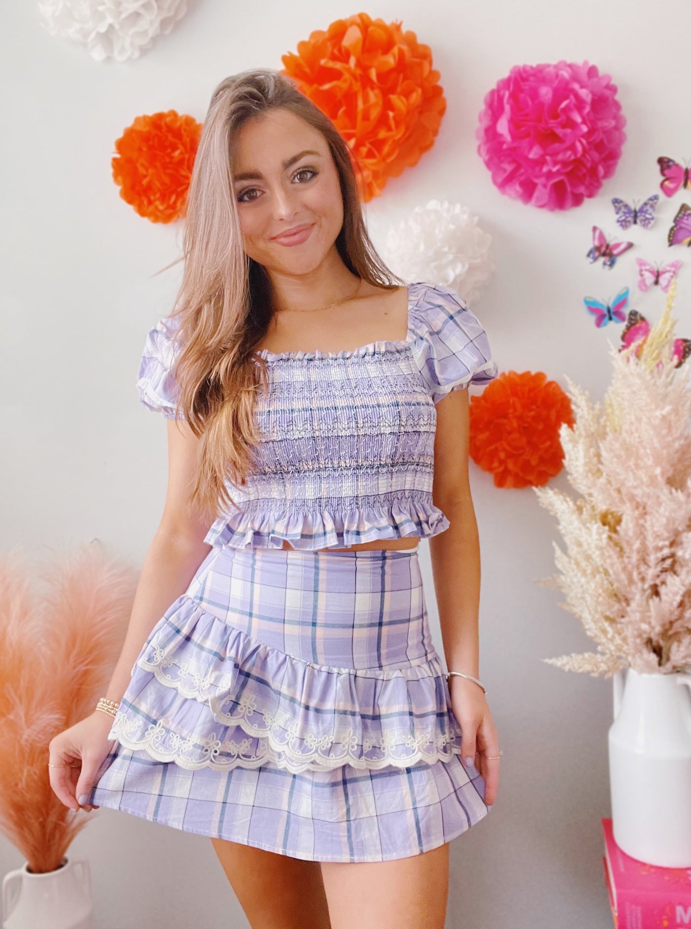 Tilly Ruffle Plaid Skirt Set