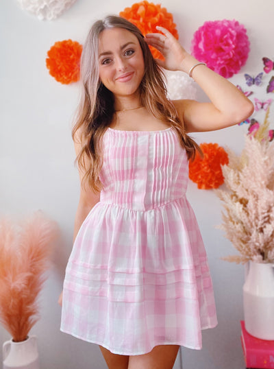 Garden Barbie Plaid Mini Dress
