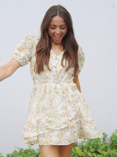 Mandie Floral Embroidered Mini Dress