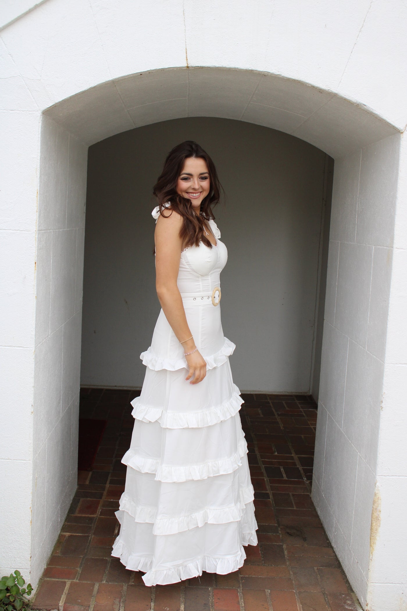 Scarlett Belted Ruffle Maxi Dress