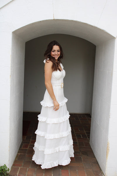 Scarlett Belted Ruffle Maxi Dress