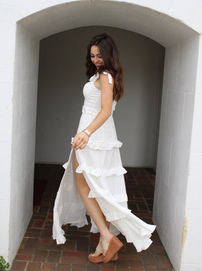 Scarlett Belted Ruffle Maxi Dress