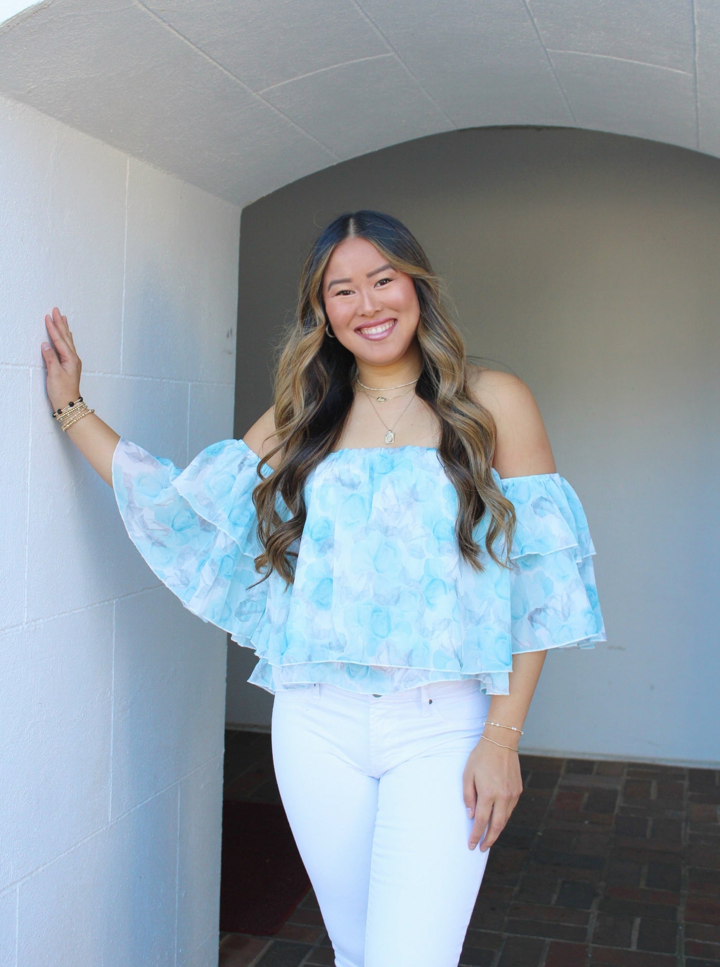 Davia Ruffle Floral Top