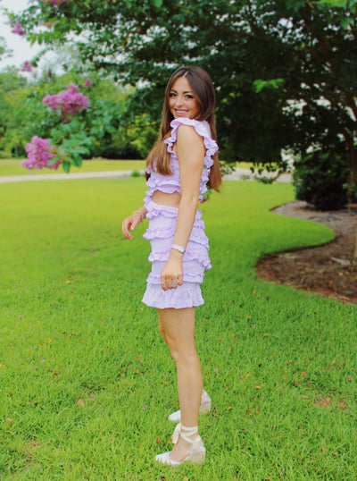 Lavender Ruffle Mini Dress